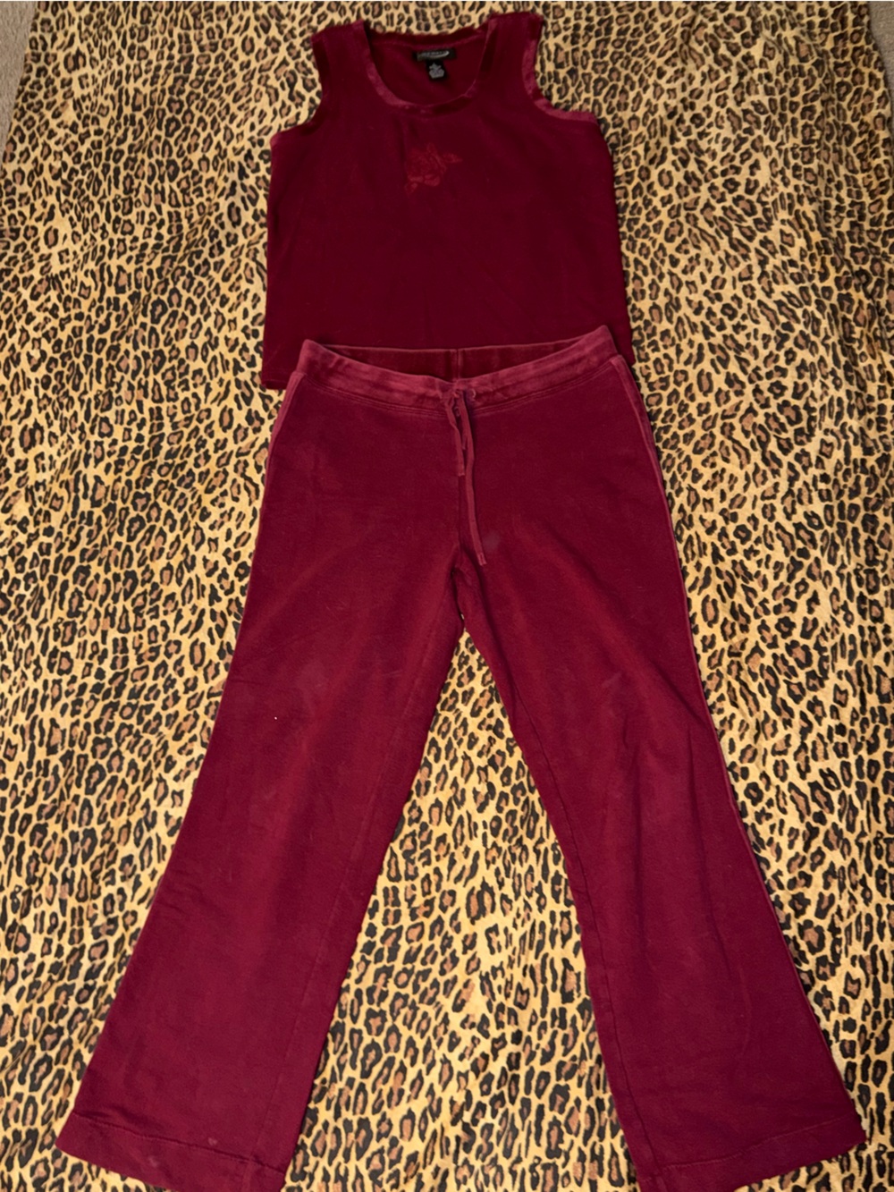 burgundy w rose track suit